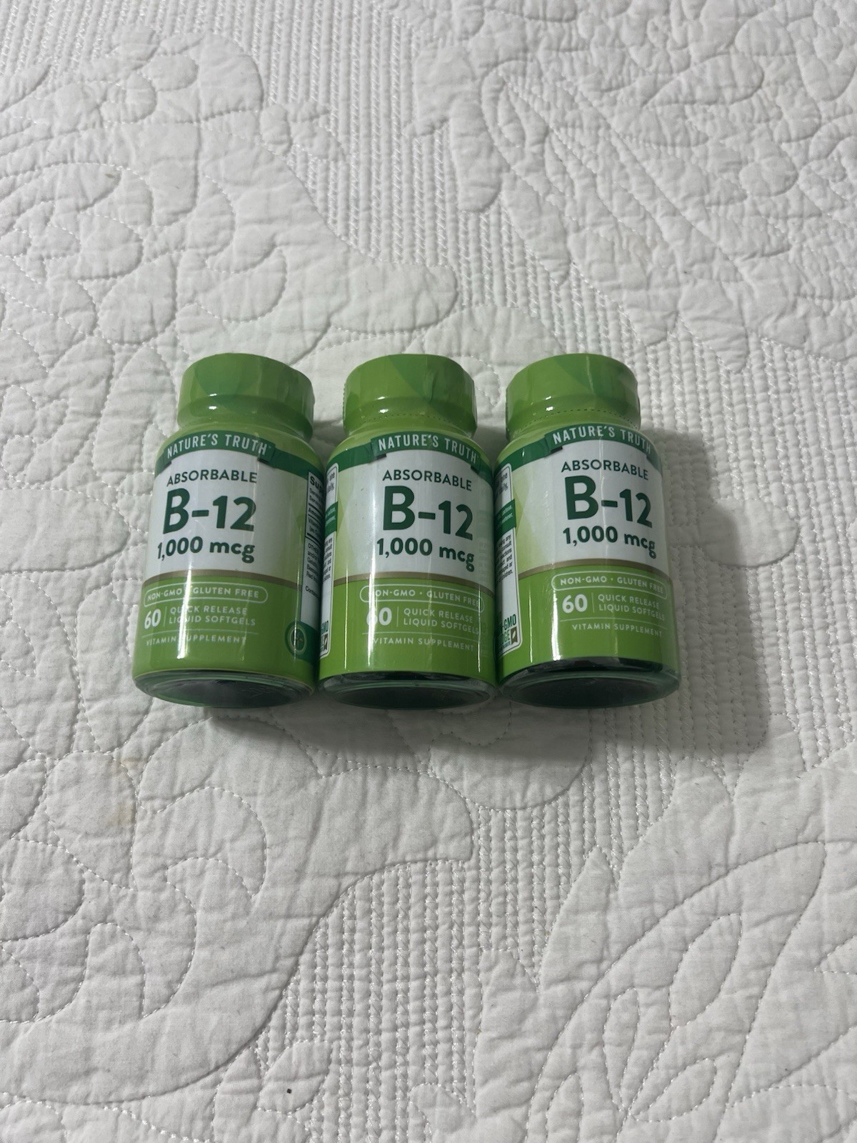 3 Nature’s Truth Vitamin B12 1000mcg Non-GMO Gluten Free 60 Softgels Each 5/27