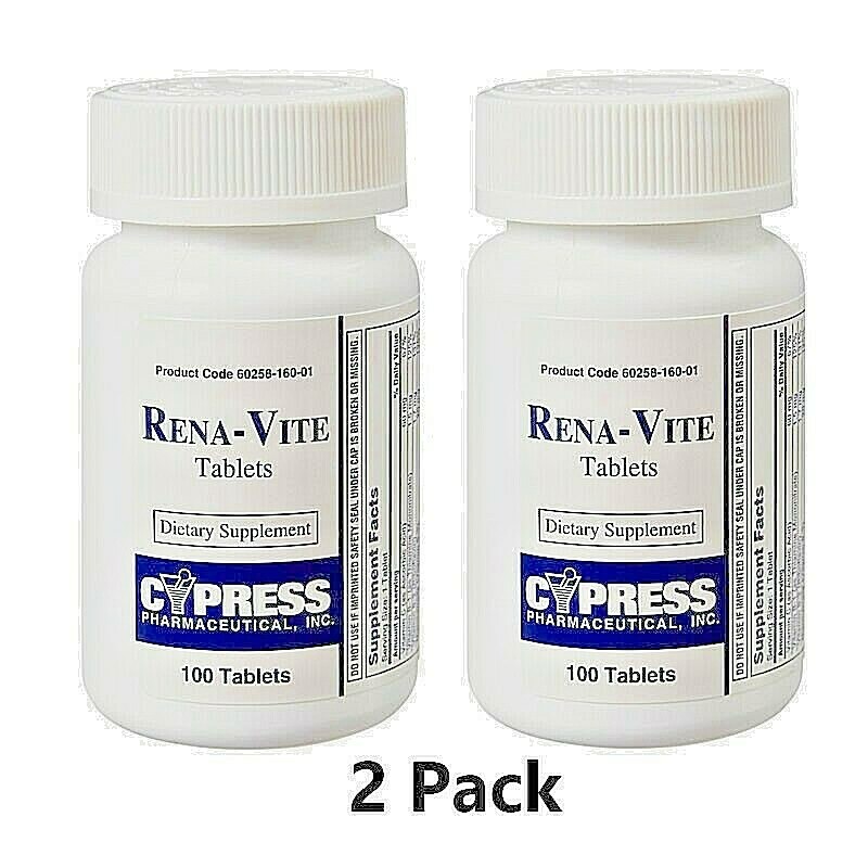 Rena-Vite Renal Dietary Supplement Kidney Multivitamin 100 Tablets 2 PCS05/26