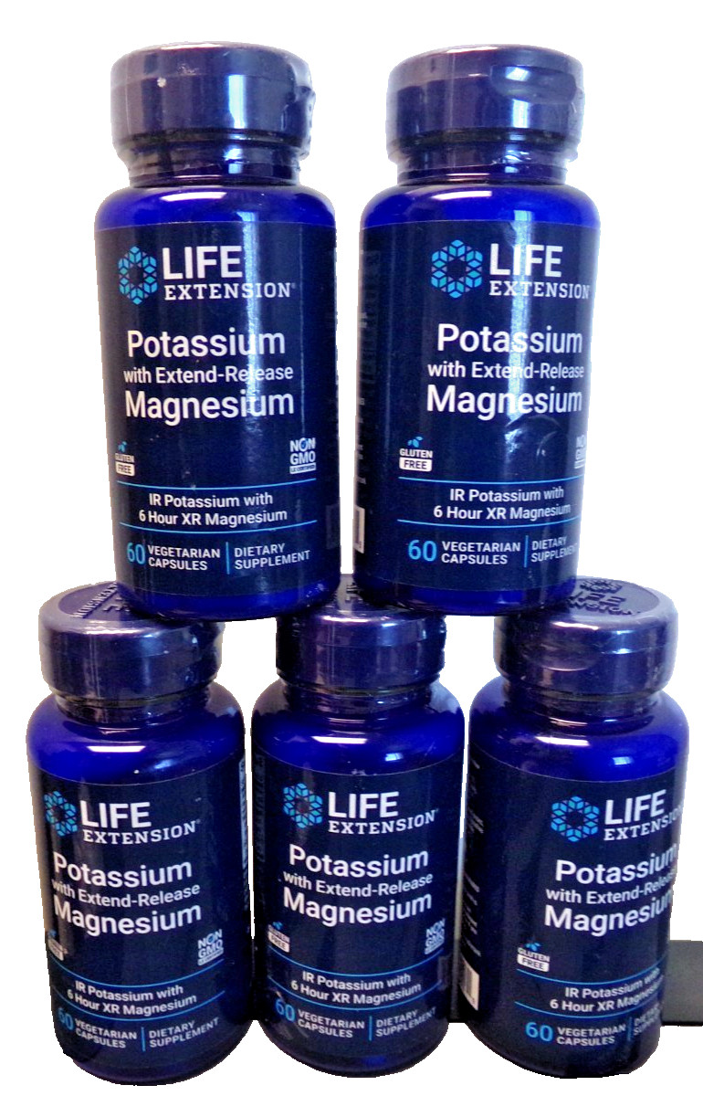 5x Life Extension Potassium Extend-Release Magnesium Heart Health Supplement 541