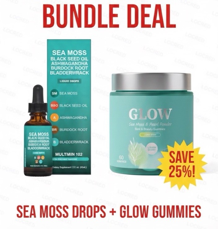 Sea Moss Liquid Drops + Glow Sea Moss Pearl Gummies Bundle Herbal Wellness Set!