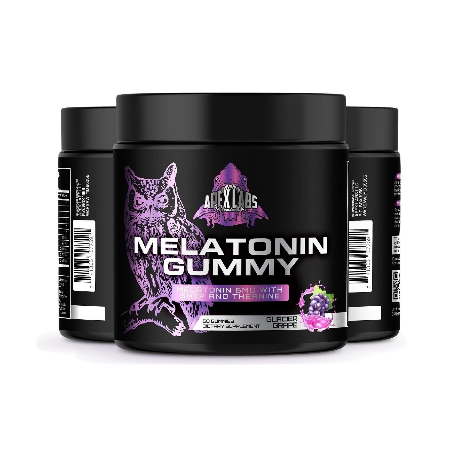 Melatonin Extra Strength (6mg), With 5HTP, Theanine Grape Gummies – 60 Count