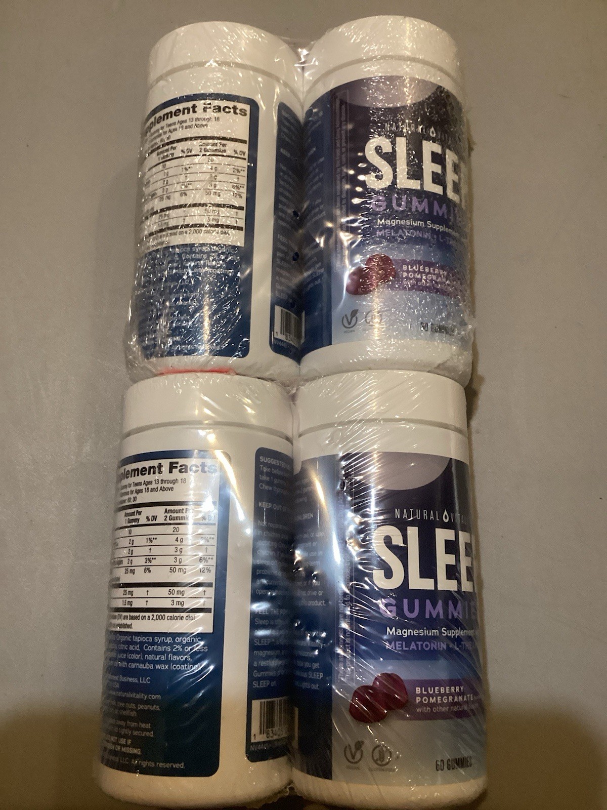Lot Of 4 Natural Vitality Calm Sleep Gummies 60ct Magnesium Melatonin L Theanine