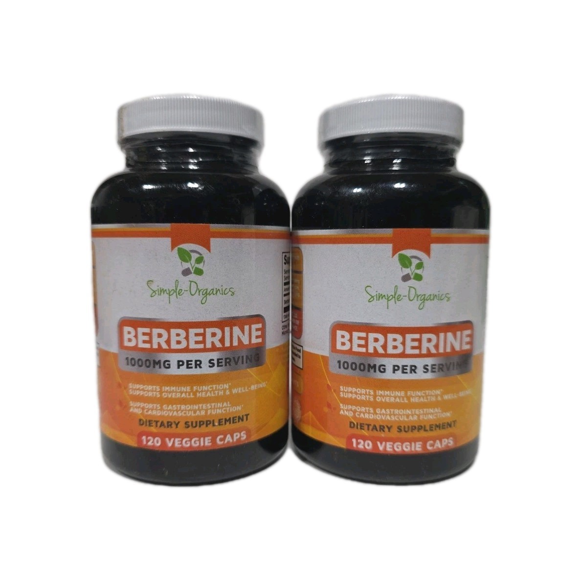 2 Pack- Simple Organics – Berberine 1000mg Per Serving 120 Caps Each Exp 1/27