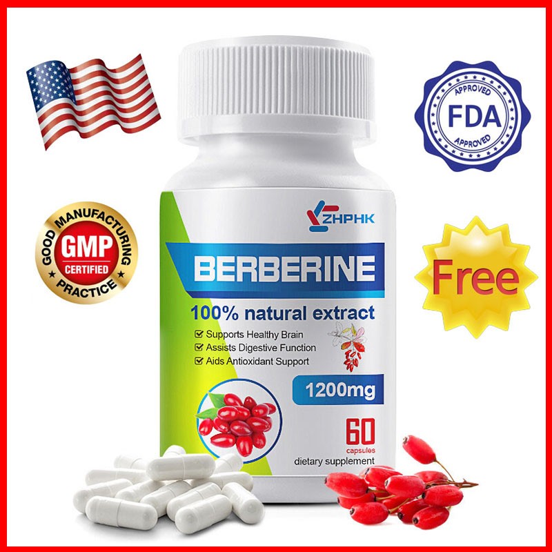 1200mg Berberine HCL Cholesterol health blood sugar support antioxidant 60pcs