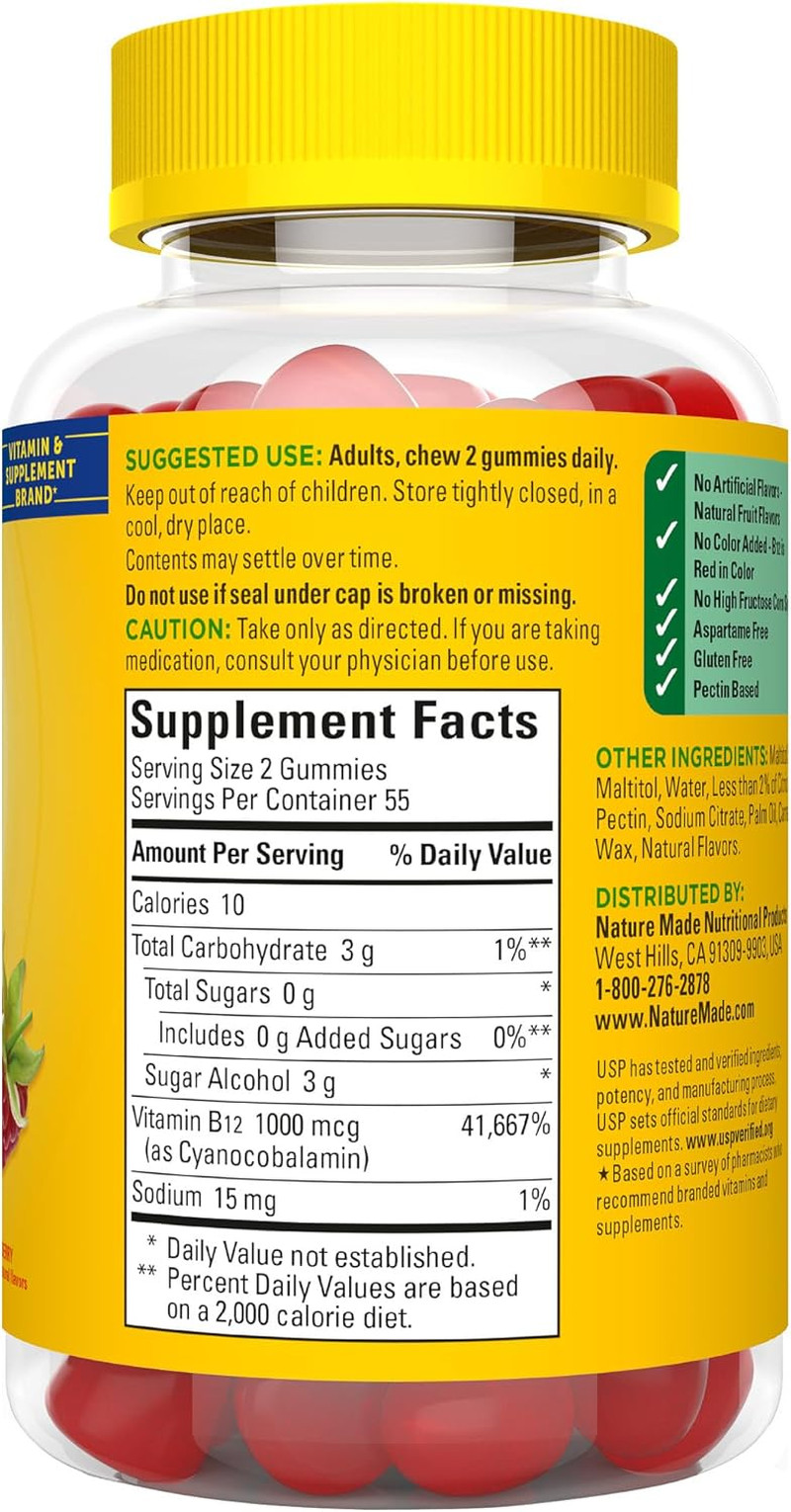 Zero Sugar Energy Vitamin B12 Gummies 1000 Mcg per Serving, B12 Vitamins, Ene…