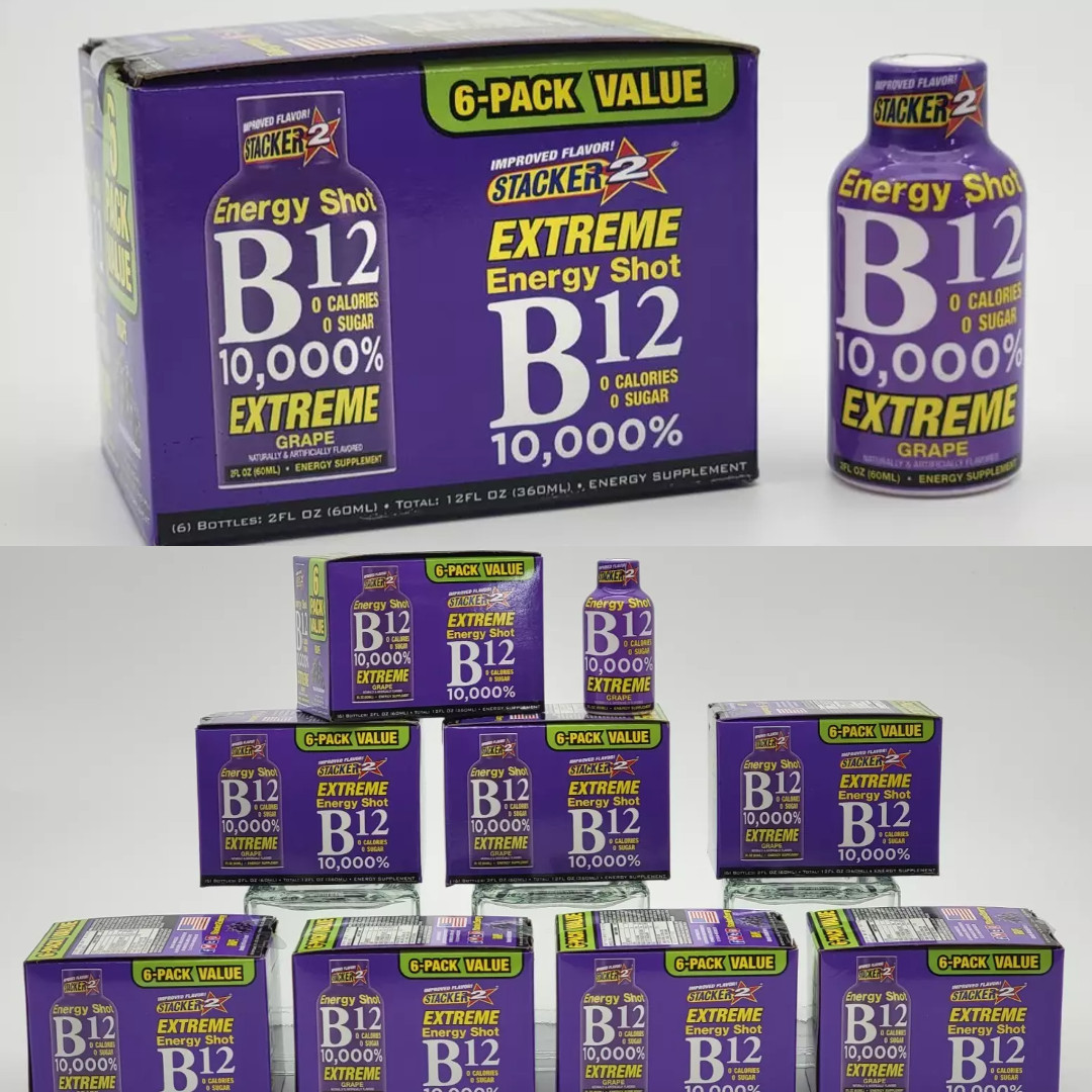 NEW & SEALED Grape B12 Energy Shots 2 oz each (6 Pack or 48/Case) EXP 12/2027