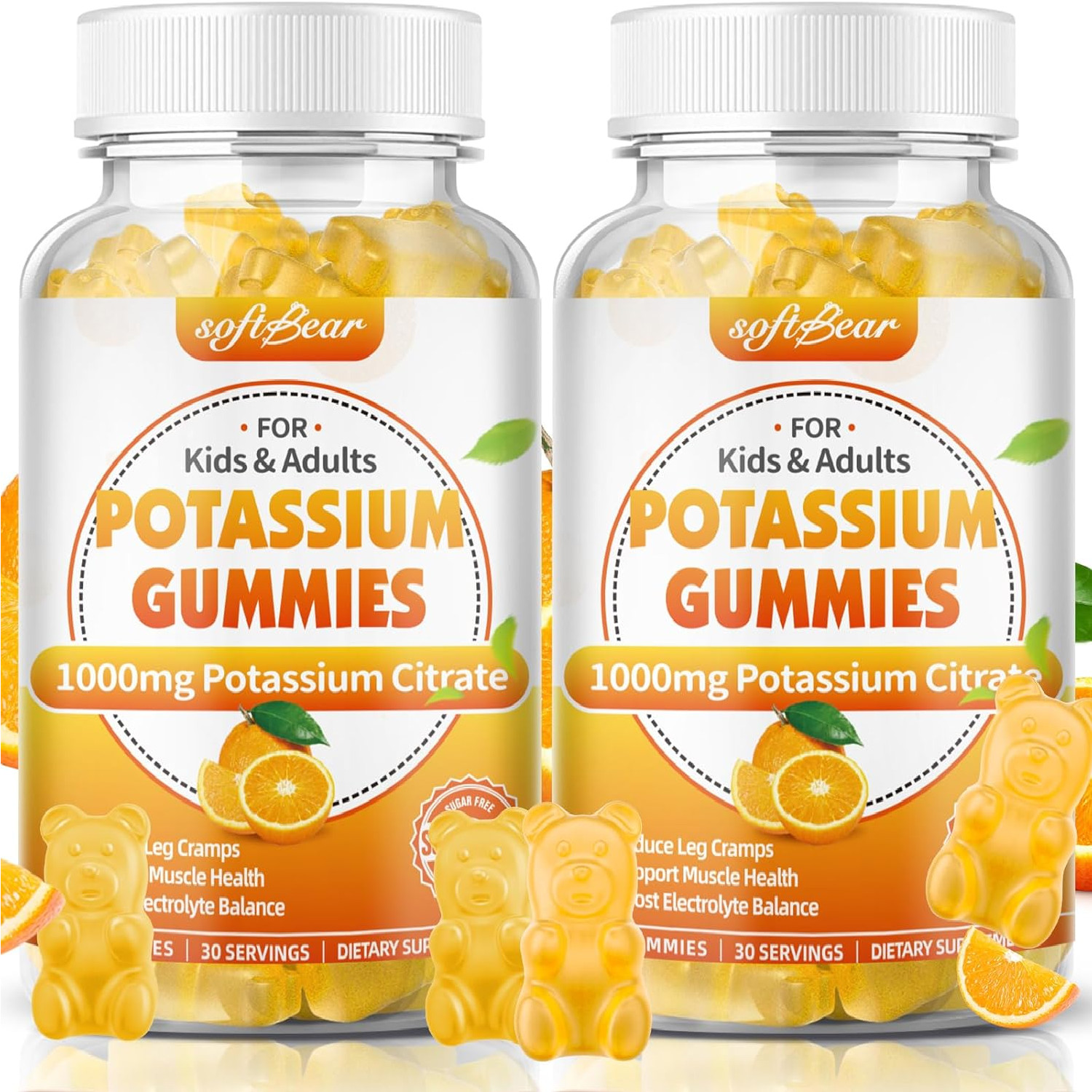 softbear Potassium Citrate 1000mg, Sugar Free Potassium Gummies for Adults Suppo