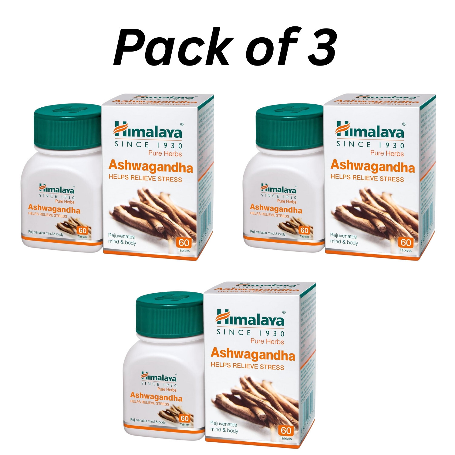 3 X Himalaya Ashwagandha Ashvagandha General Wellness 60 TABS FREE SHIP