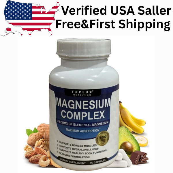 Toplux Nutrition Magnesium Complex 1000mg 8 Elemental Magnesium Capsules New