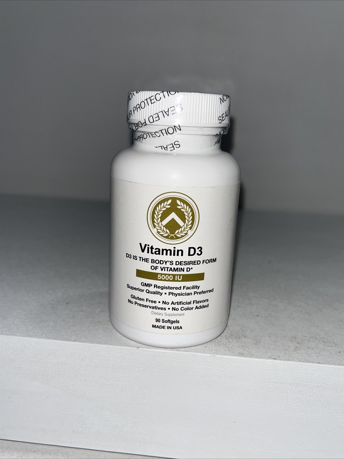 Vitamin D3, 5000IU Sealed, 90 Caps, Preservative Free