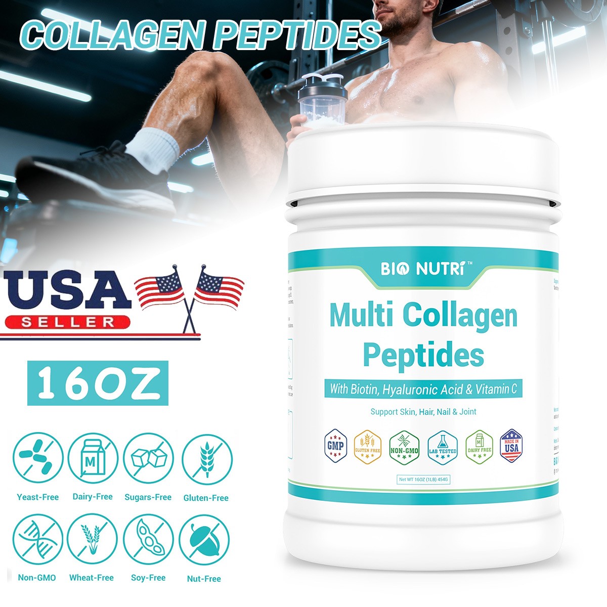 1 lb Multi Collagen Protein Powder Hydrolyzed Peptides I II III V X Unflavored