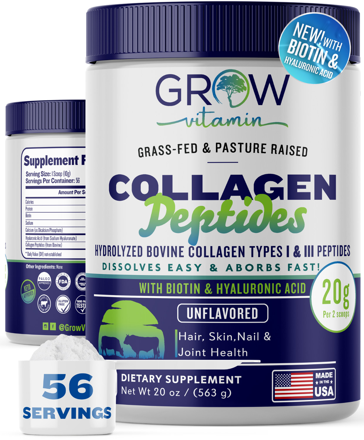 Vital Collagen Peptides Powder, Unflavored, 1LB ( NEXT DAY AIR SHIPPING)