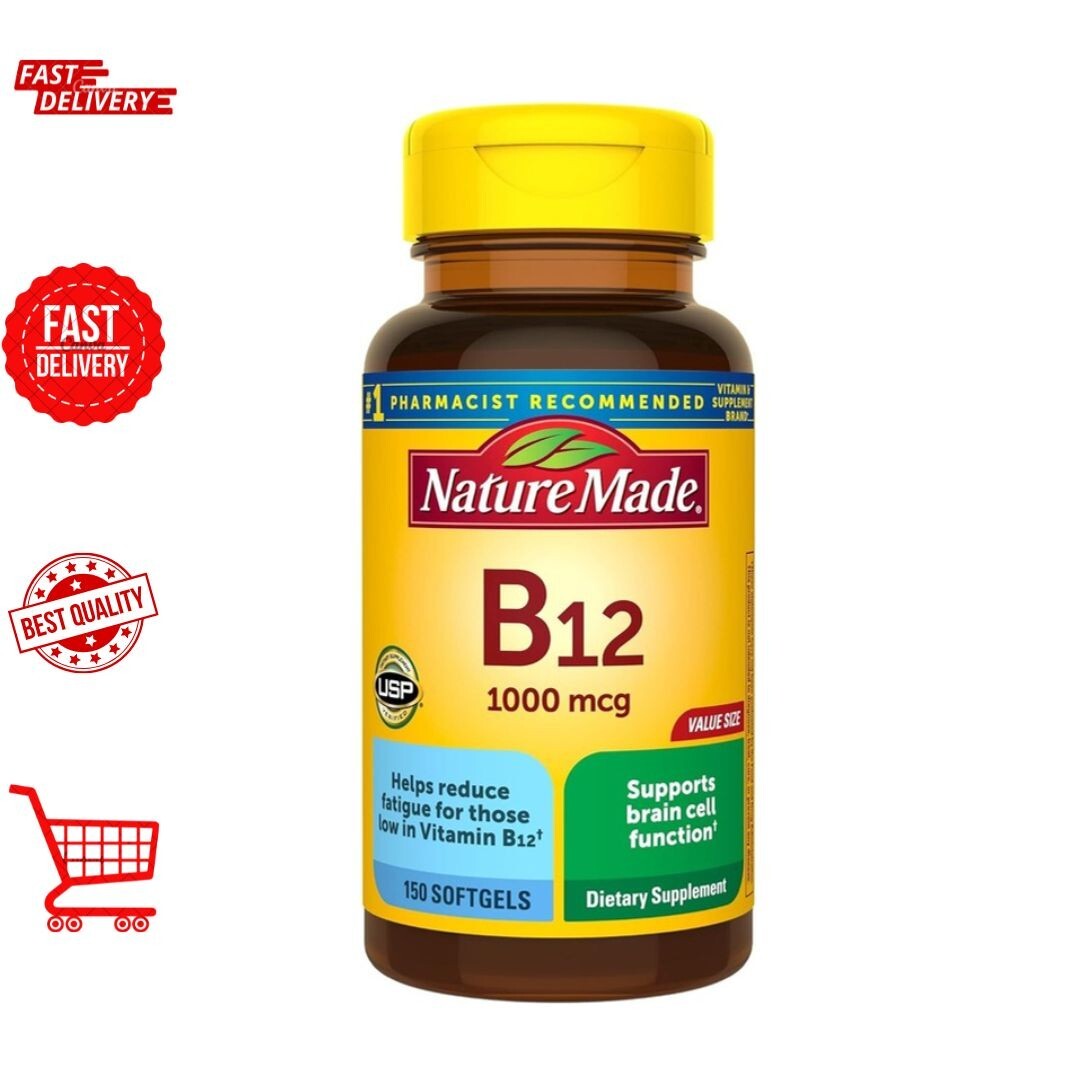 Nature Made Vitamin B12 1000mcg, 150 Softgels  Energy & Metabolism Support” Fast