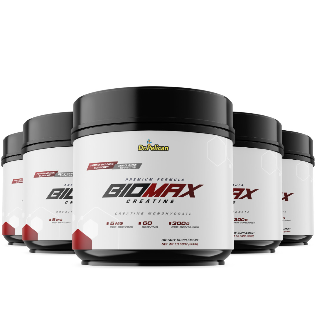BIOMAX- Pure Creatine Monohydrate Powder- Sports & Fitness- 5 Bottles- 1500g
