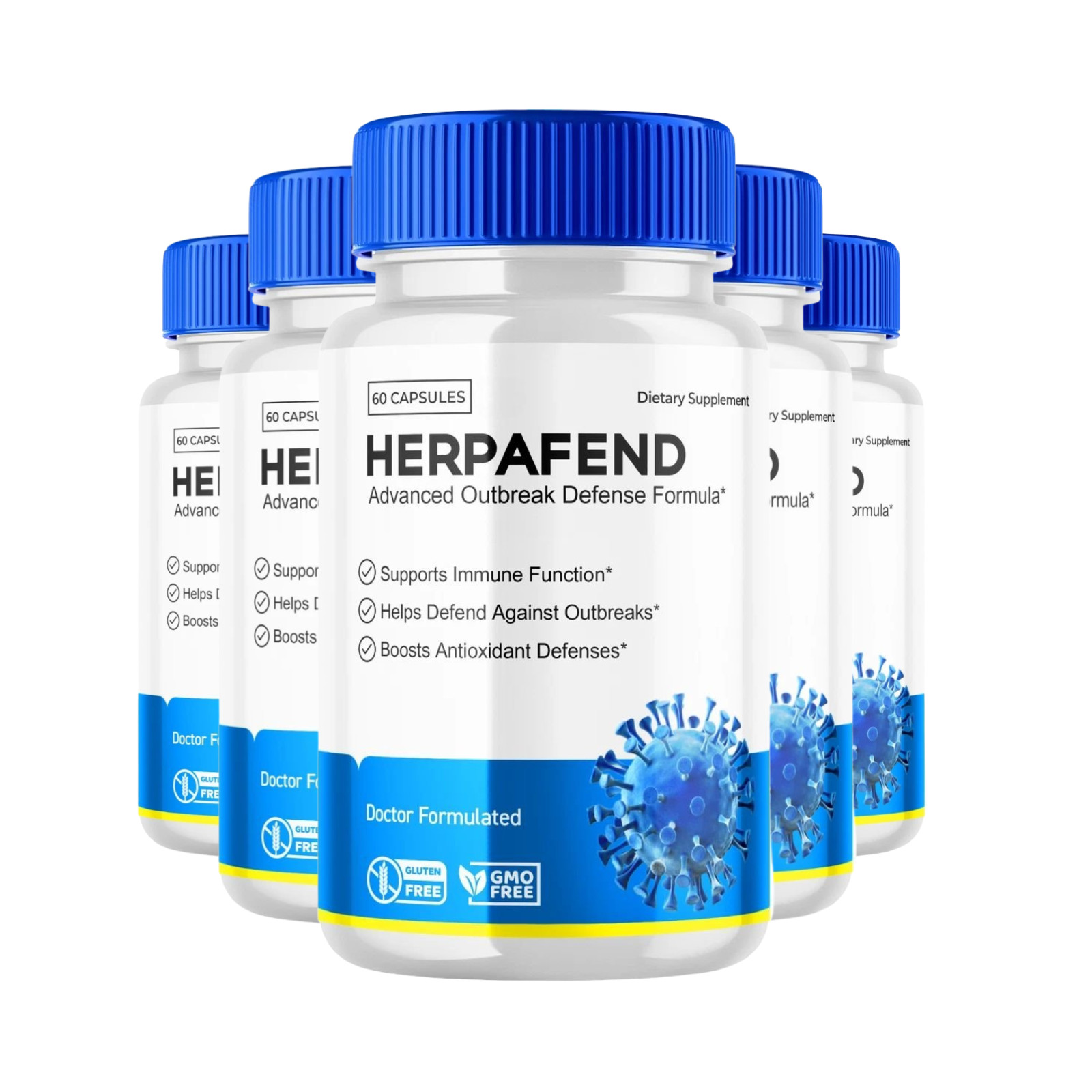 5-Pack Herpafend Skin Health Capsules – Supports Healthy Clear Skin-300 Capsules