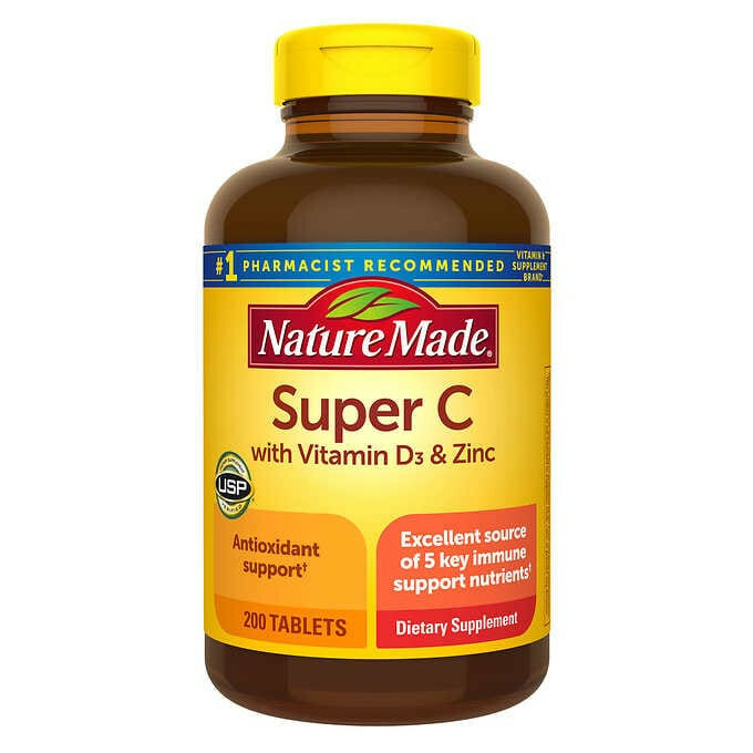 Nature Made Super C with Vitamin D3 and Zinc – 200 Tablets – Best Price! Fresh!