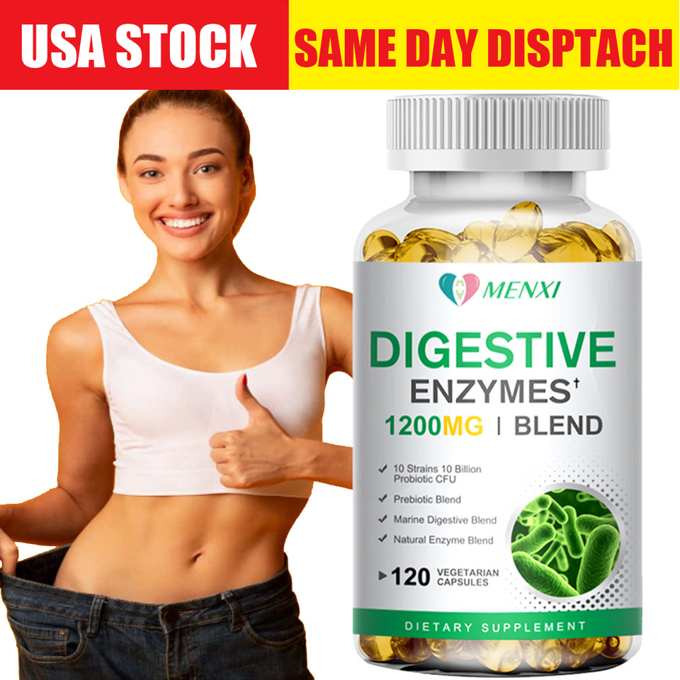 Daily Digestive Enzymes with Prebiotics Probiotics Gas & Bloating Relief 120 Cap