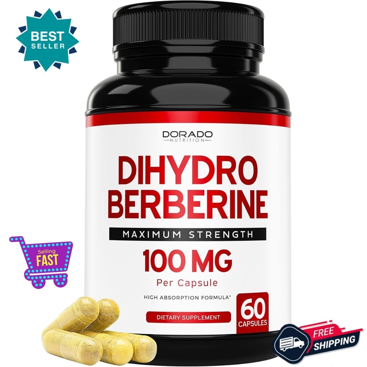 Berberine Supplement 100mg – 60 Capsules for Glucose & Weight Support