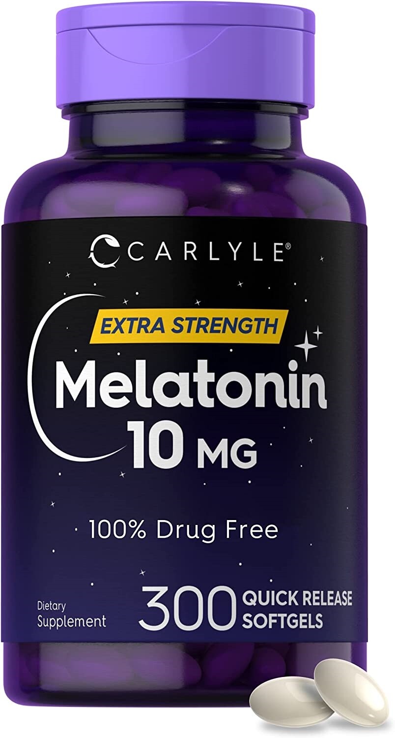 Melatonin 10 Mg Nighttime Sleep Aid Fast Dissolve Extra Strength, 300 Softgels