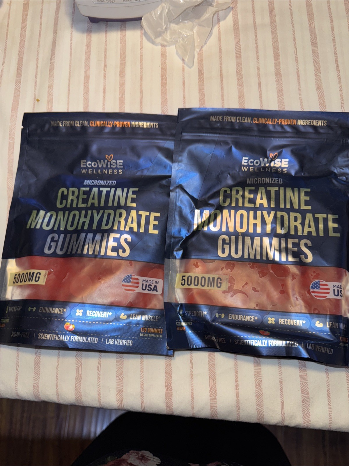 EcoWise Wellness Creatine Monohydrate  Gummies (Strawberry ) 2Bags 30/60 Serving