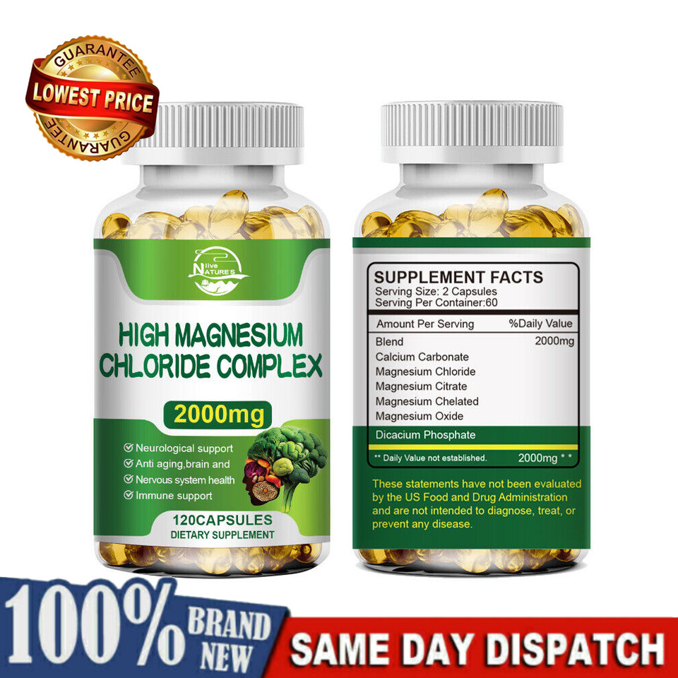 Magnesium Complex Chloride 2000mg of Mag Citrate, Chelate, Oxide 10/120 Capsules