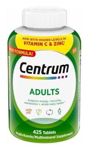 NEW CENTRUM FOR ADULTS VITAMIN C & ZINC MULTIVITAMIN 425 TABLETS EXP 07/2026