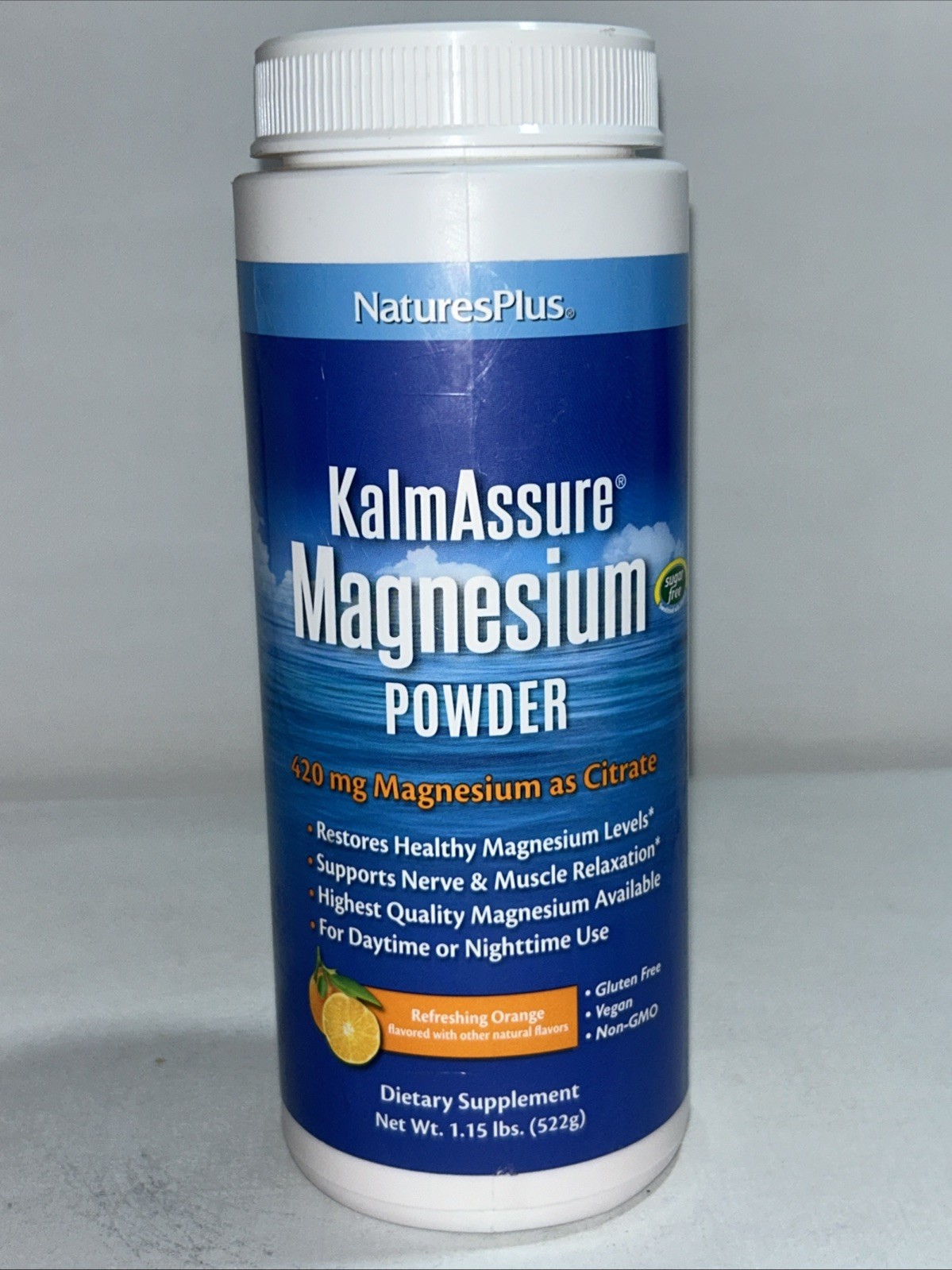 Sealed Natures Plus Kalm Assure Magnesium Powder, Orange Flavor 1.15 Lbs.