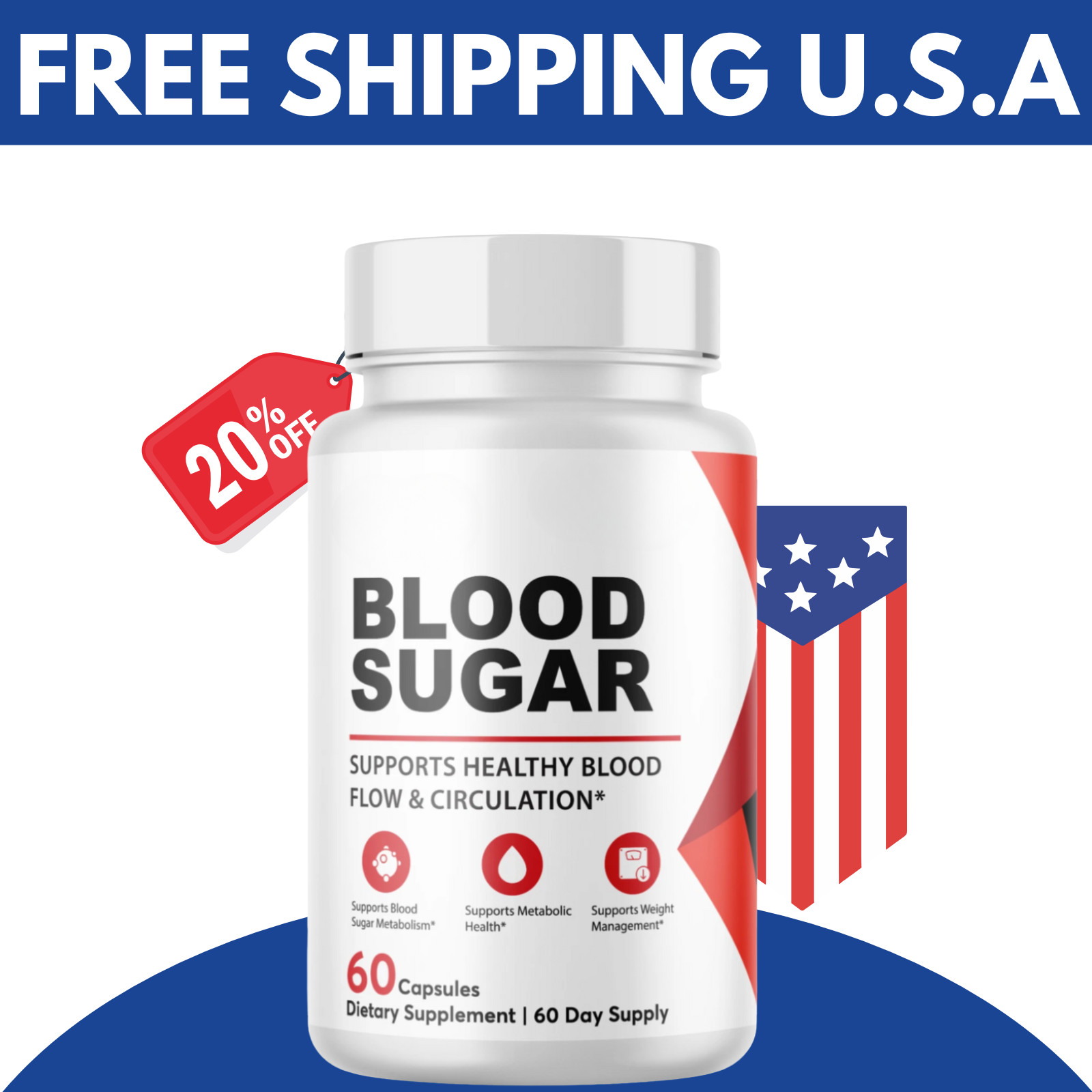 Natural Glyco Blood Sugar Health Support Formula – 60 Capsules Official (1 Pack)