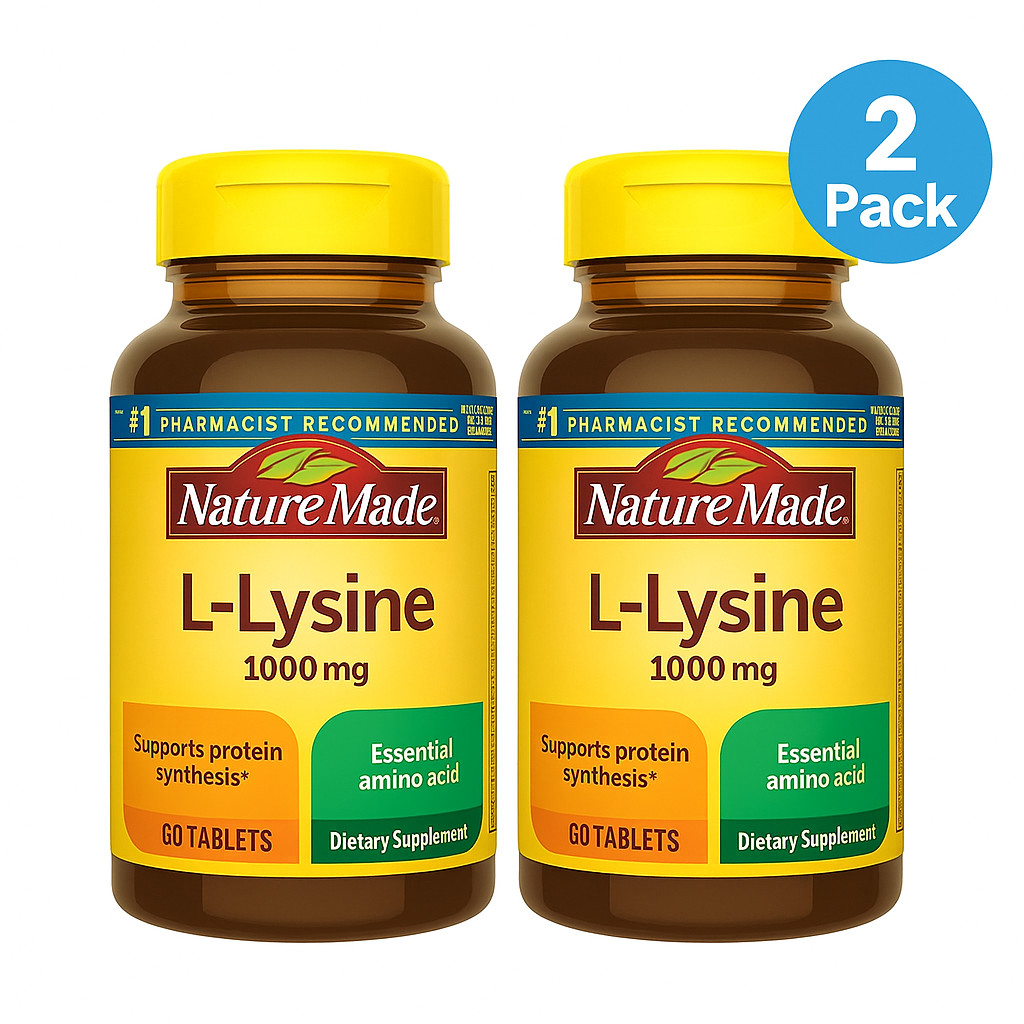 Nature Made L-Lysine 1000mg | 60 Tablets | 2 Pack | New