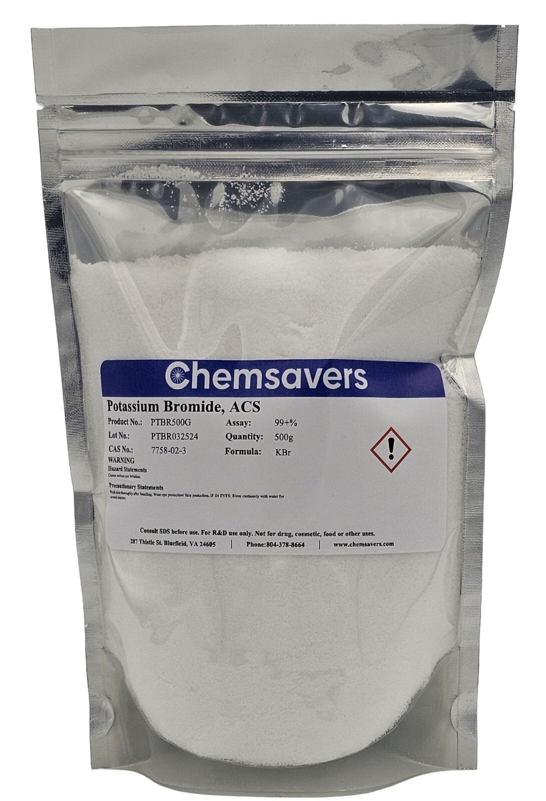 Potassium Bromide, ACS, 99+%, 500g