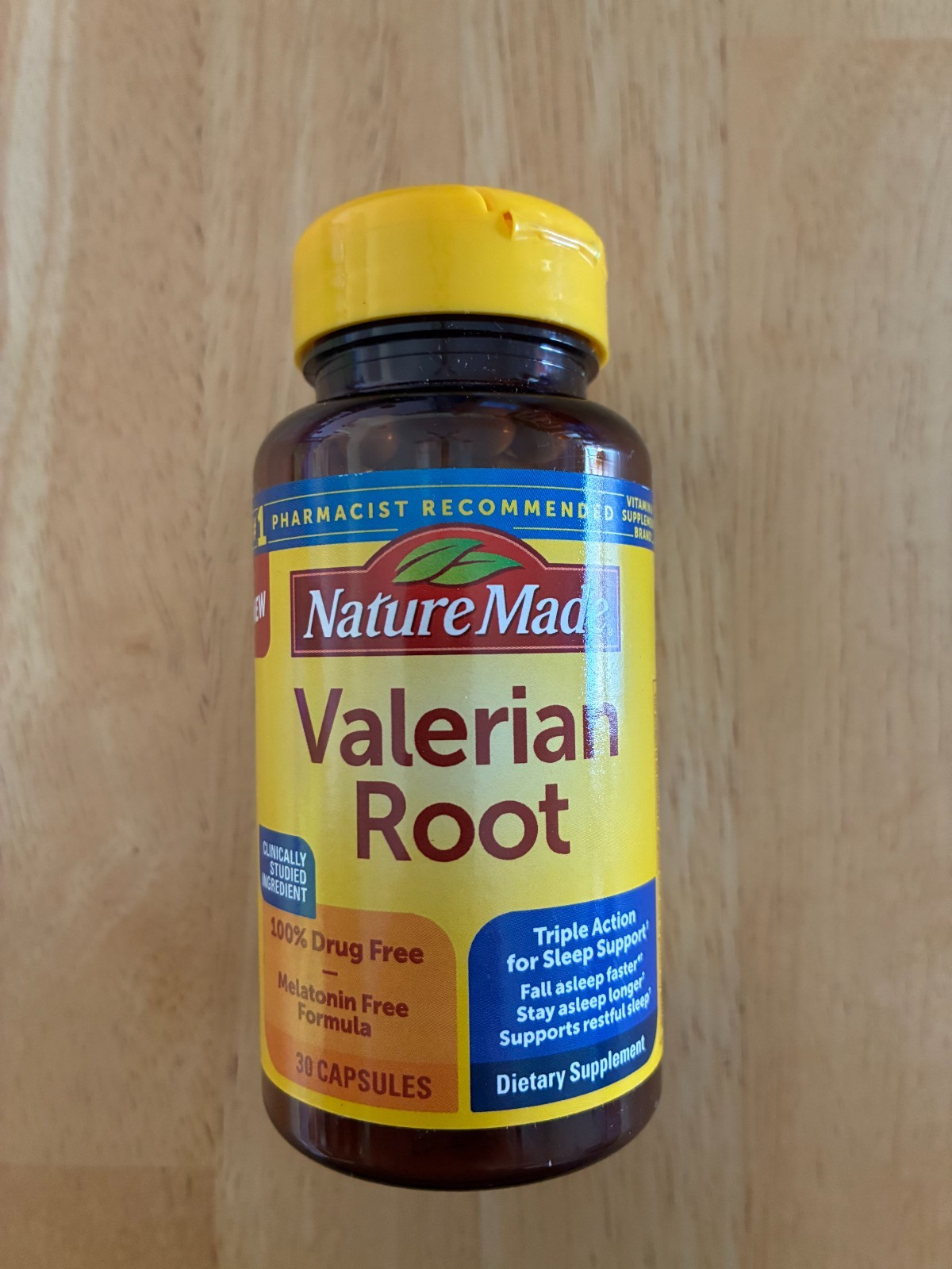 Nature Made Valerian Root for Sleep Support Melatonin Free Triple Action Capsule