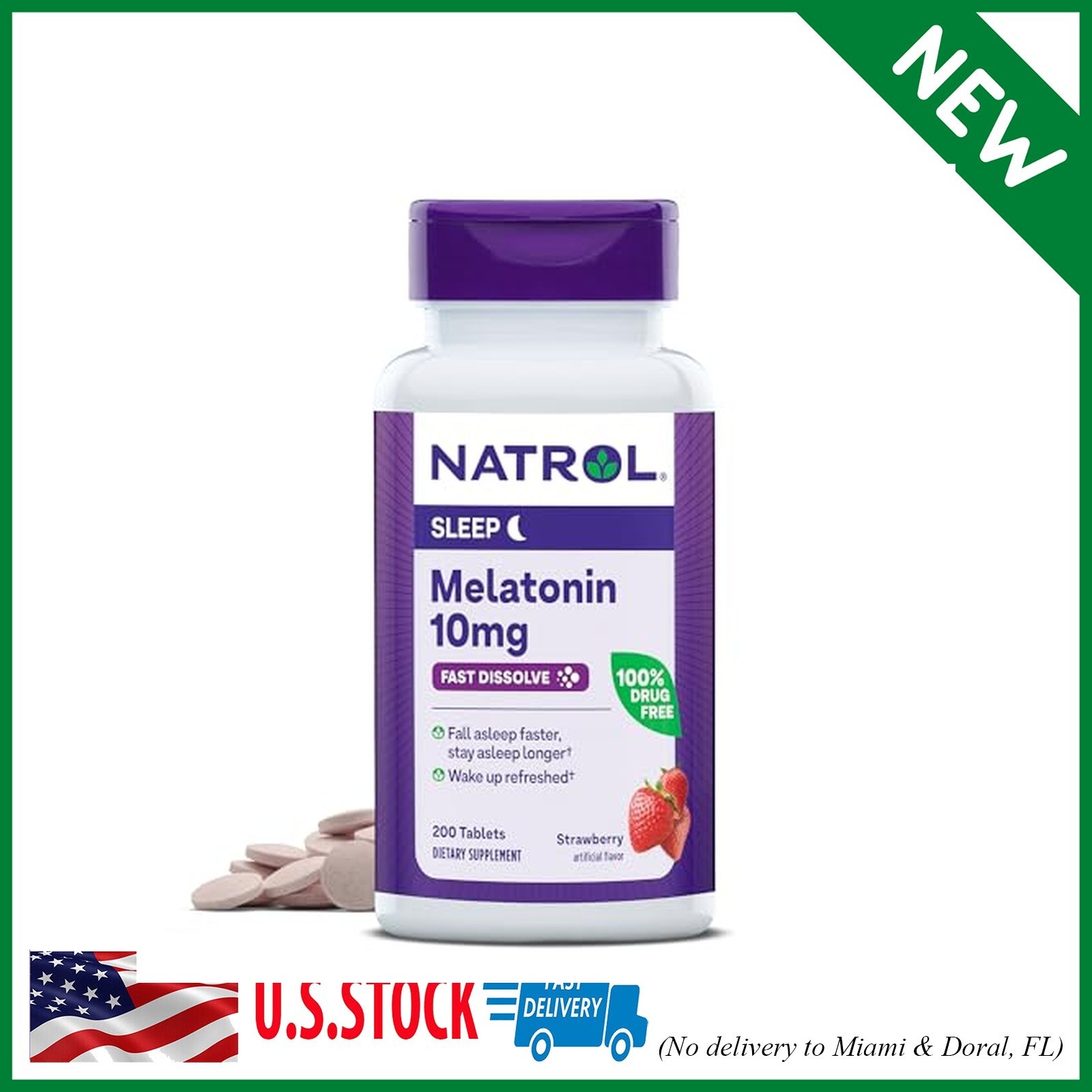 Natrol Fast Dissolve Melatonin 10 mg, Melatonin Supplements for Restful Sleep, S