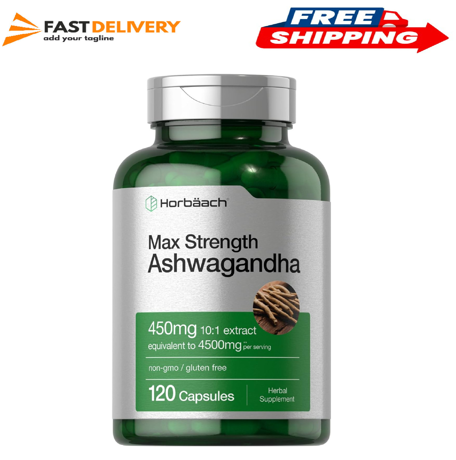 Ashwagandha Capsules | 4500 mg | 120 Count | by Horbaach