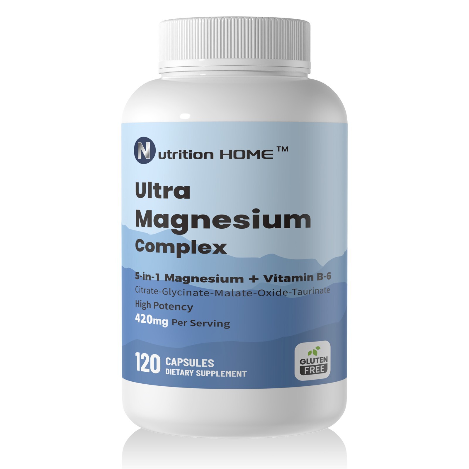 Magnesium Complex 5 Elemental Magnesium Supplement 420mg w/ Vitamin B6 Non-GMO