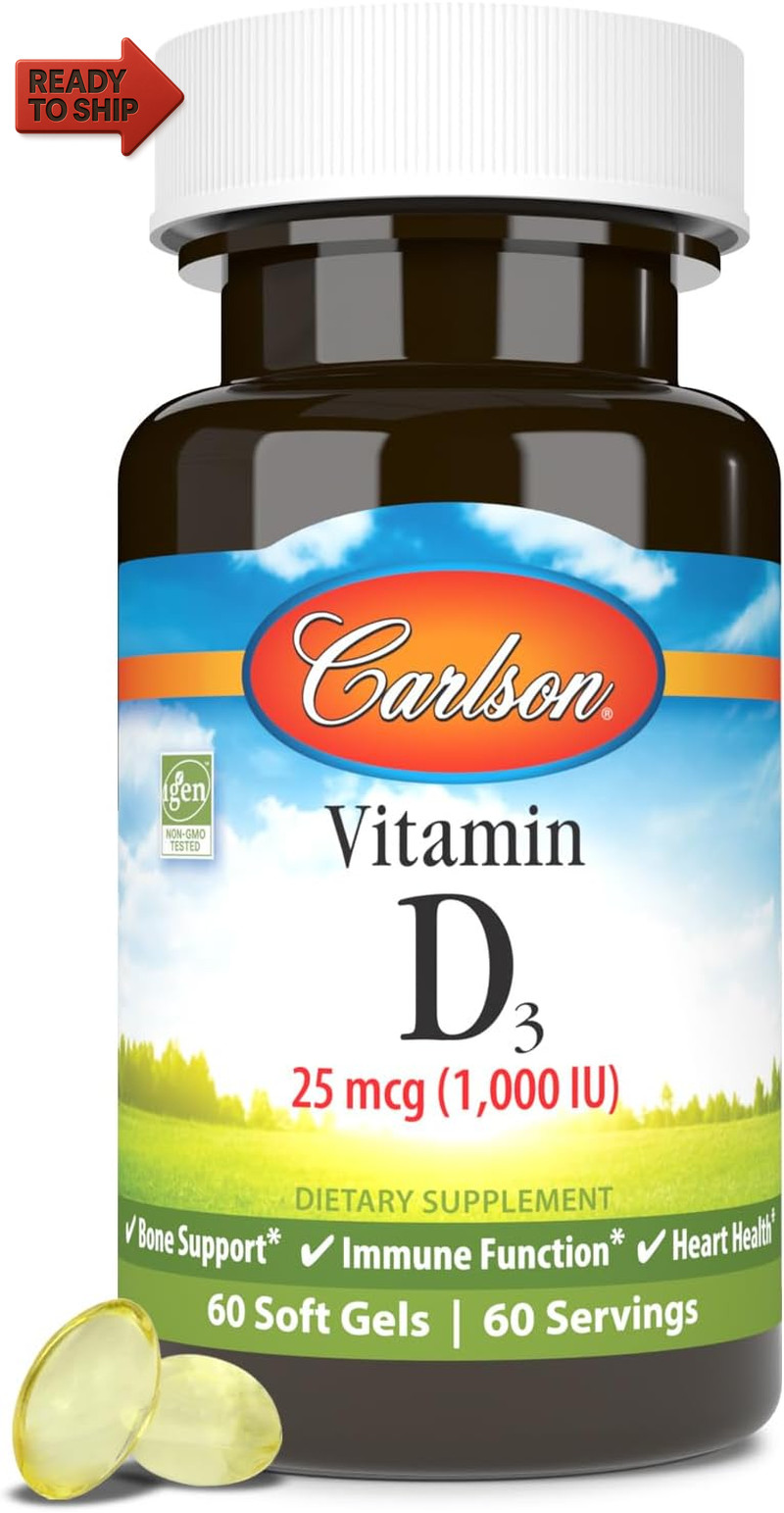 – Vitamin D3, 1000 IU (25 Mcg), Bone Health, Muscle Health, Cholecalcif