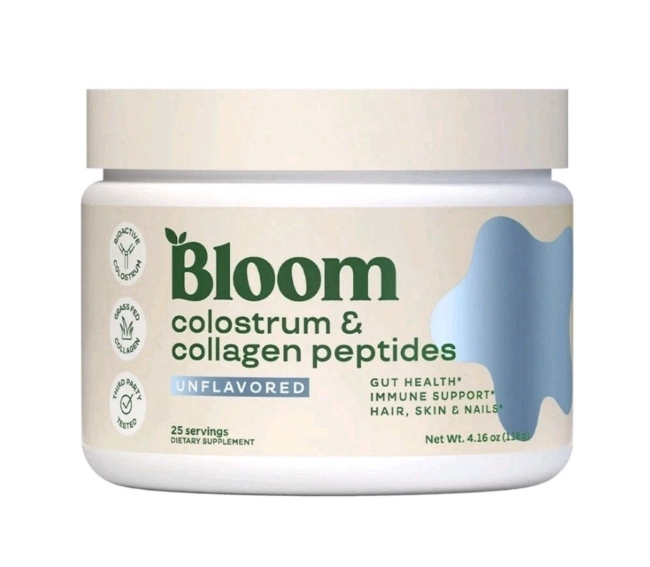 Bloom Colostrum & Collagen Peptides Powder, Unflavored, 25 Servings |EXP 2/27|