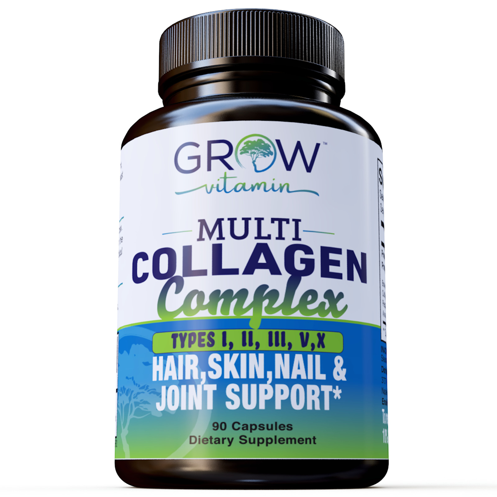 Multi Collagen Plus Pills (Type I, II, III, V, X) Anti-Aging, Grass-Fed, 1500MG