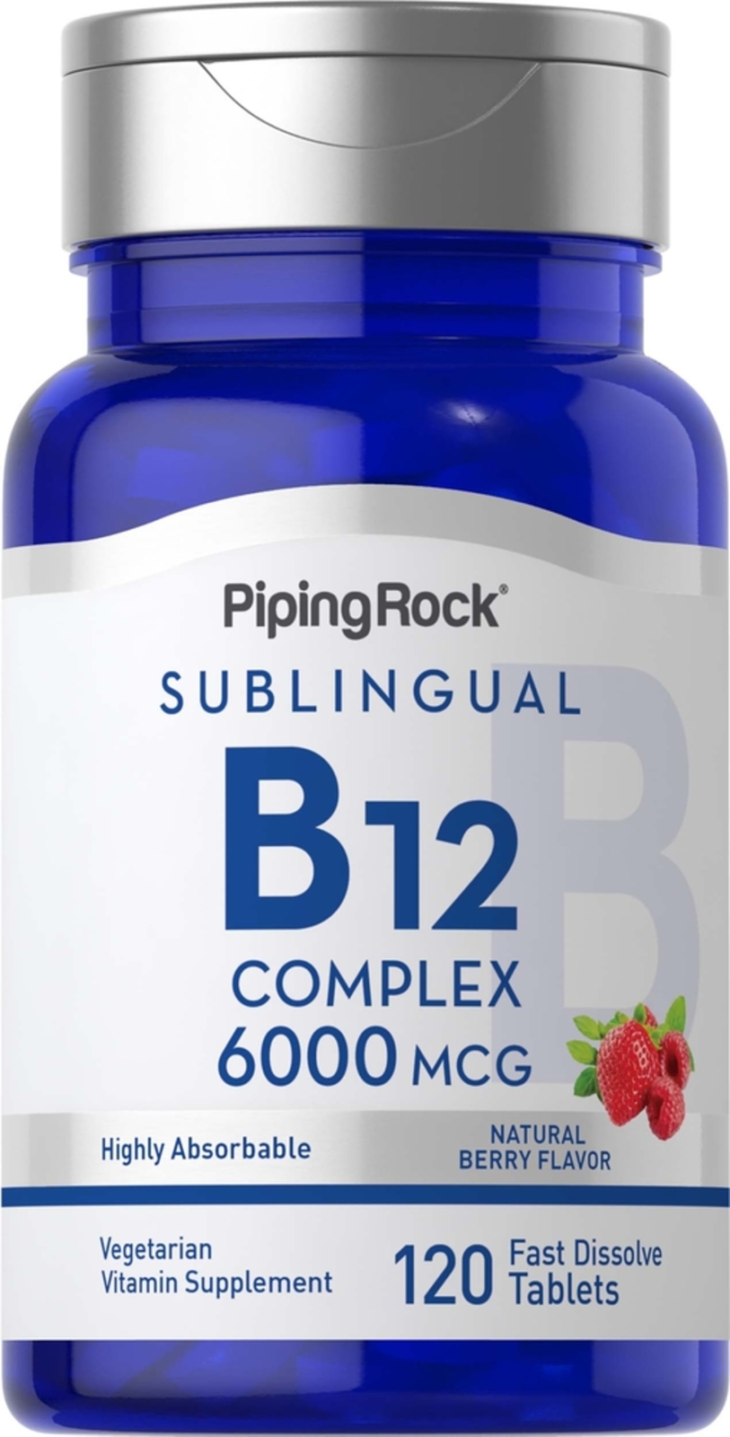 Vitamin B12 Complex | 6000 mcg | 120 Chewable Tablets | By Piping Rock