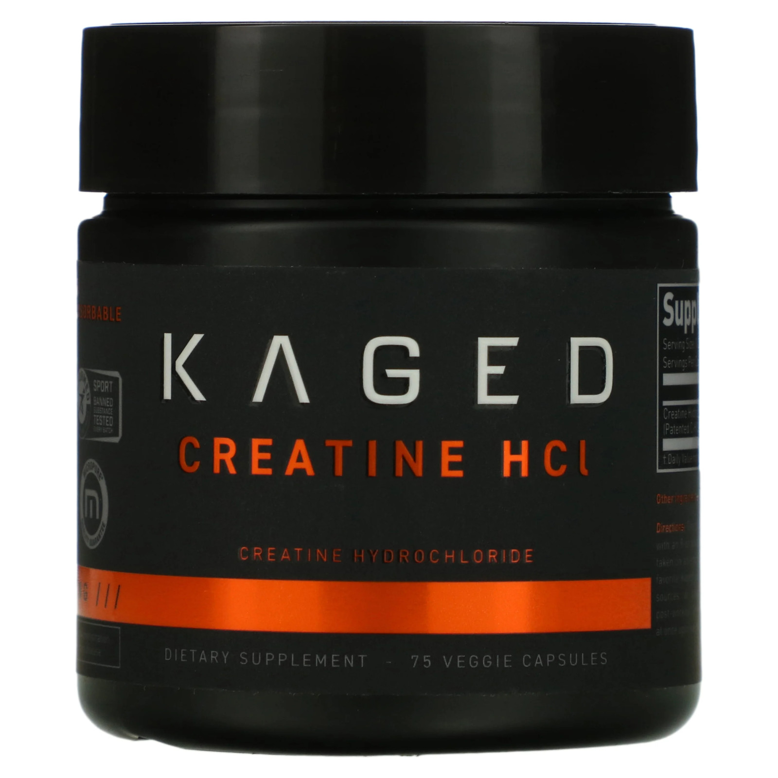 Creatine HCl, 75 Veggie Capsules (750 mg per Capsule)
