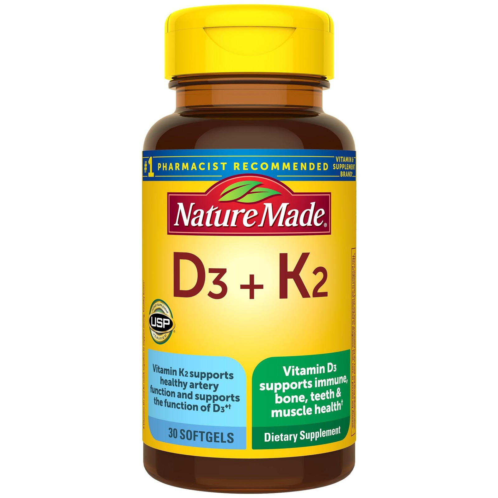 Nature Made Vitamin D3 K2, 5000 IU (125 mcg) Vitamin D, Dietary Supplement for B