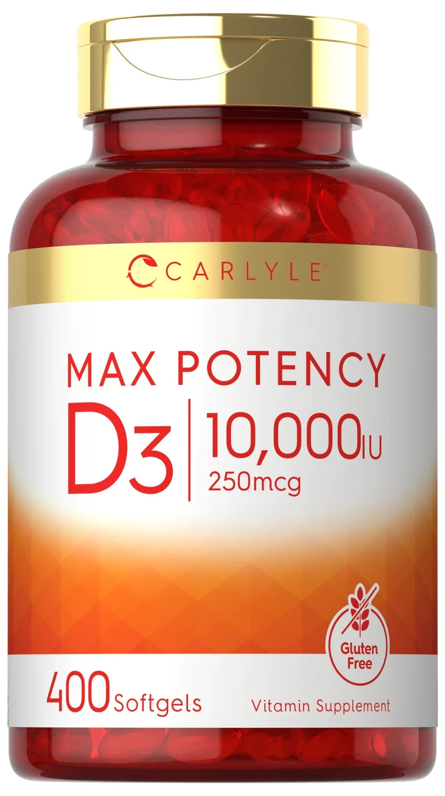 Carlyle Max Potency Vitamin D3 10000 IU Capsules – 400 Count