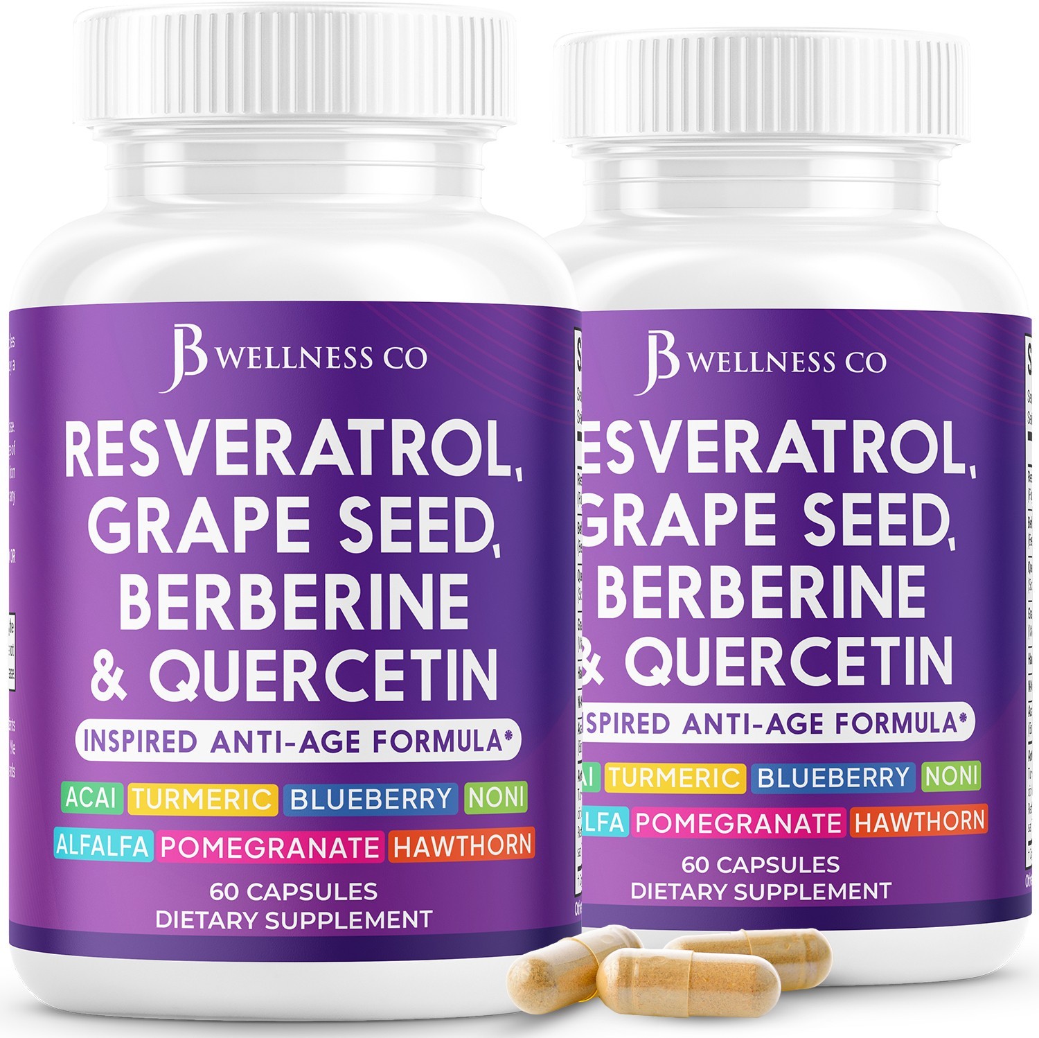 Resveratrol, Grape Seed Extract, Berberine, Quercetin Formula- 2-Pack