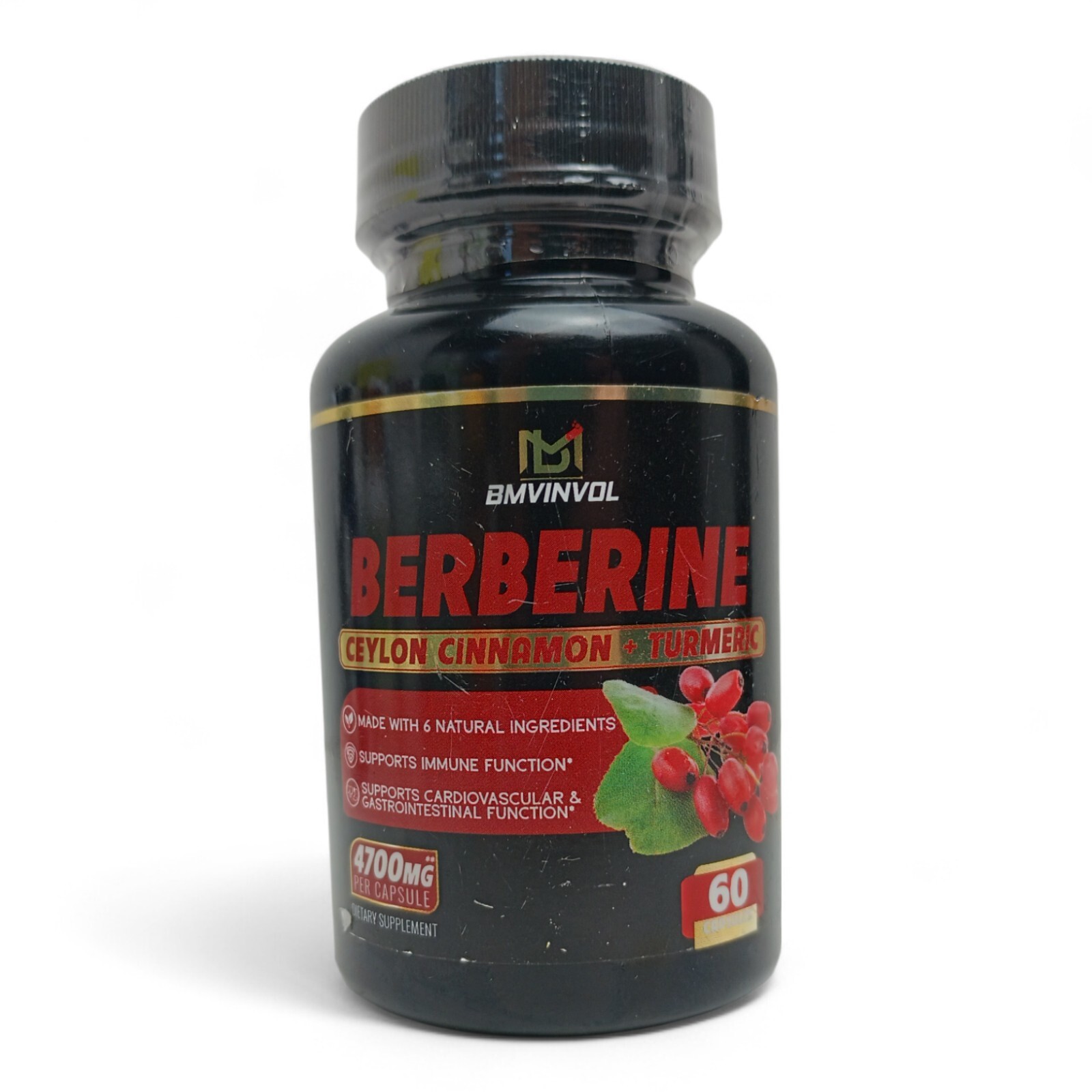 BMVINVOL Berberine 4-in-1  60 Capsules Ceylon Cinnamon Turmeric Root