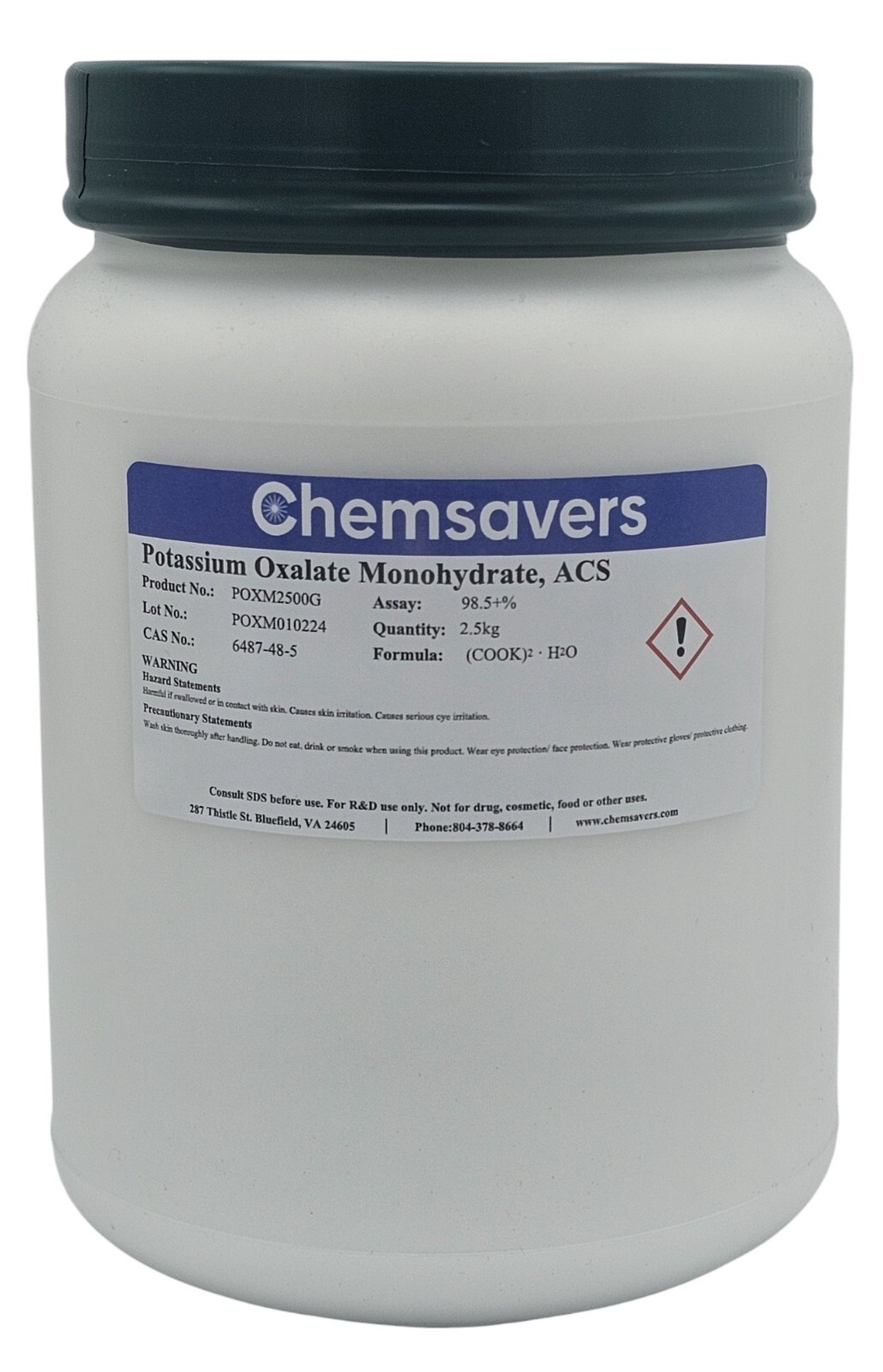 Potassium Oxalate Monohydrate, ACS, 98.5+%, 2.5kg