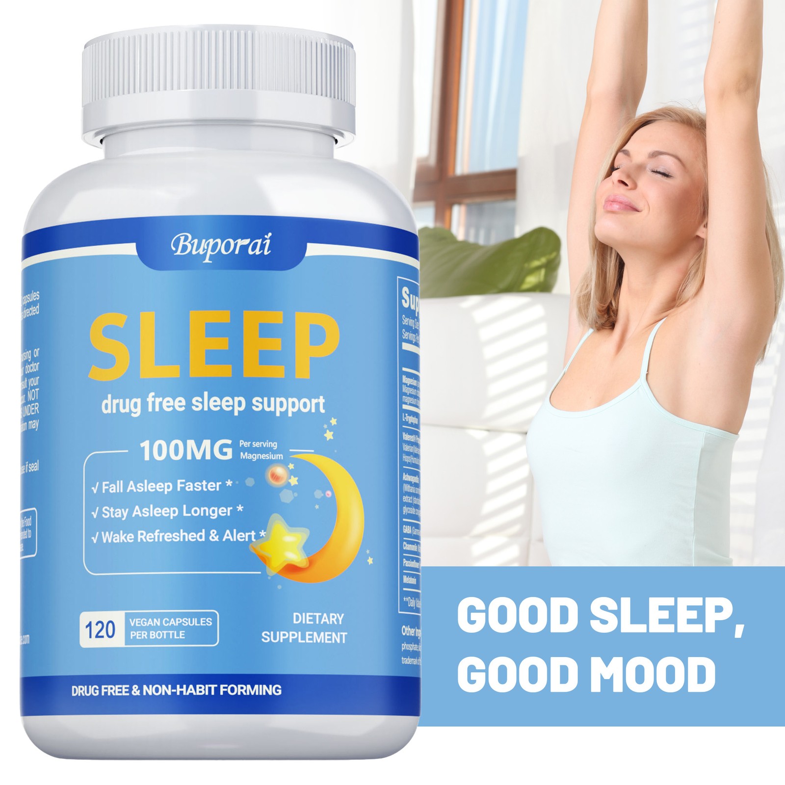Sleep Capsules – Melatonin, Promotes Sleep and Relieves Anxiety and Stress