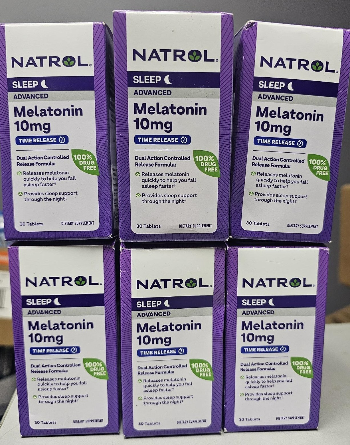 6 X NATROL Melatonin Sleep Advanced 10mg Time Release 30 Tablets/EA  EXP 12/2026