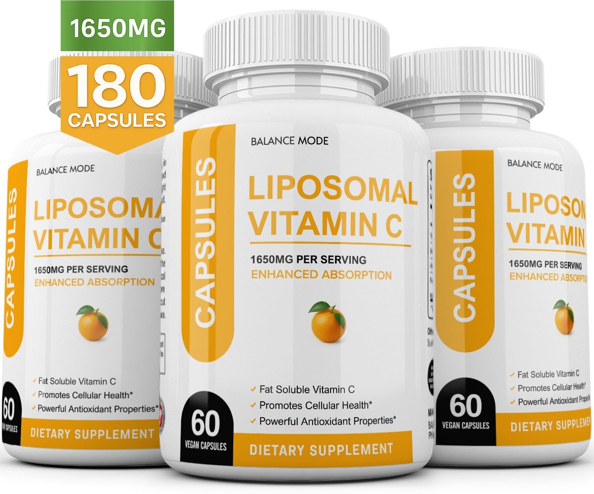 Liposomal Vitamin C 1650mg – 180 Capsules – High Absorption Supplements USA MADE