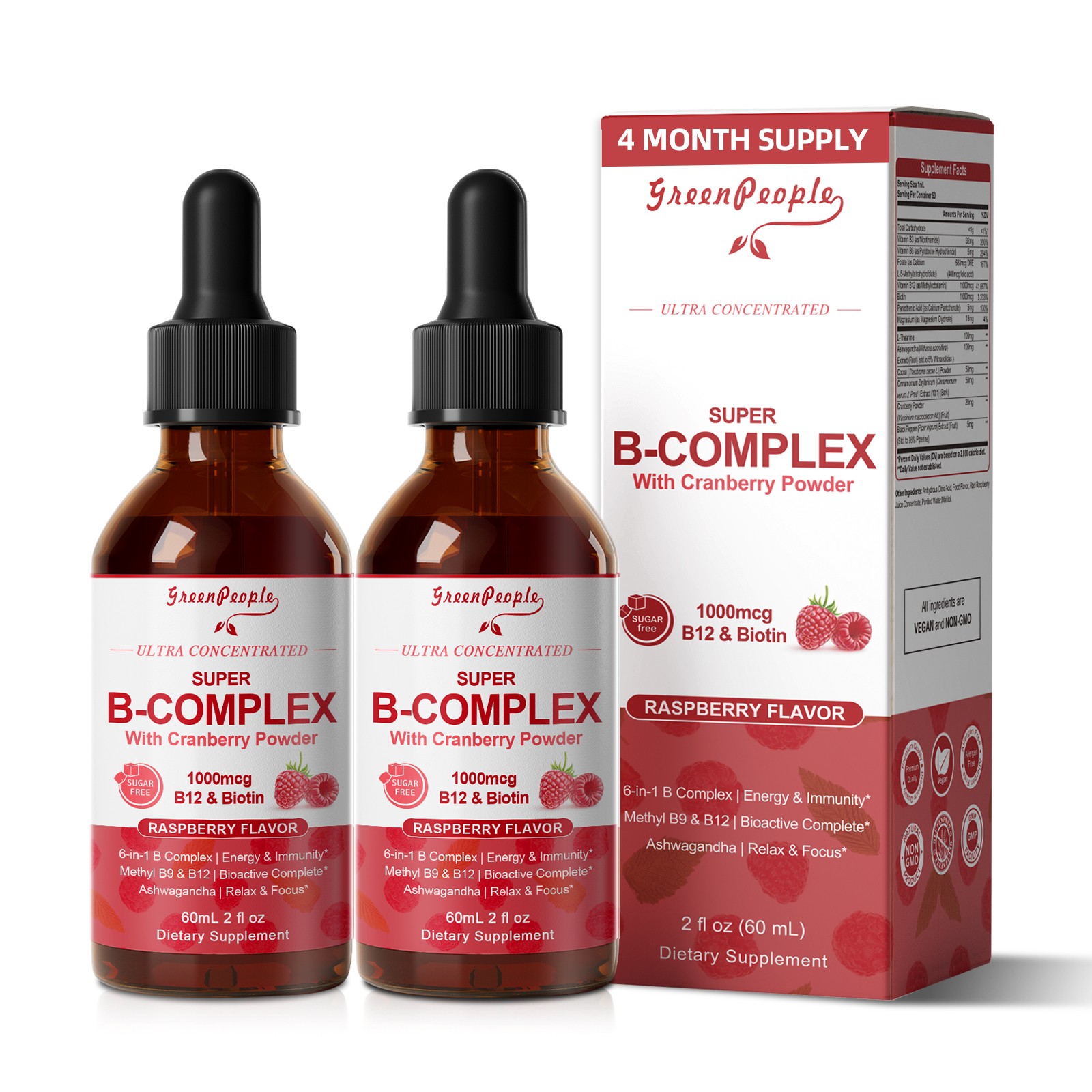 B-Complex Liquid Drops B12 Methylcobalamin Methyl Folate B Vitamins Complex