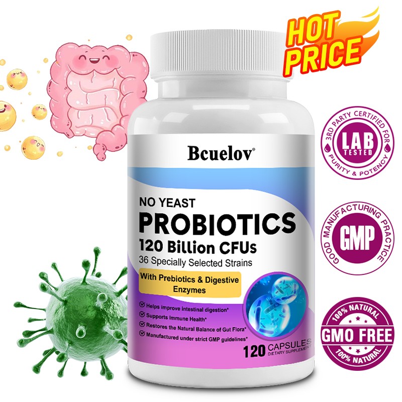 Probiotics 120 Capsules – Supports Digestive Health,Relieves Gut Discomfort