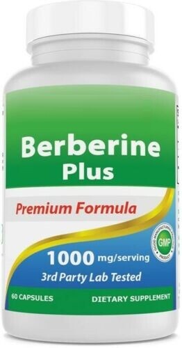 Berberine 1000mg plus Zinc and Vitamin C 60 Caps Gluten Free